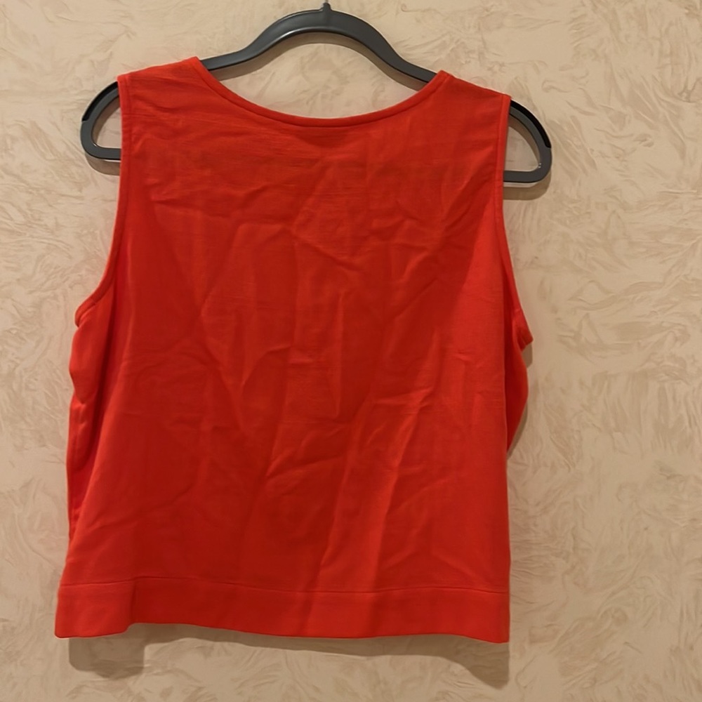 Coldwater Creek Red Orange Linen Texture Tank Top Size L - Picture 3 of 5